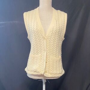 Cream Cable Knit Button-Front Sweater Vest